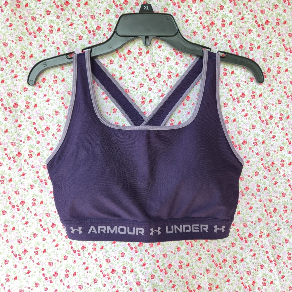 Under Armour Women Sports Bra XL Purple Wireless Crossback